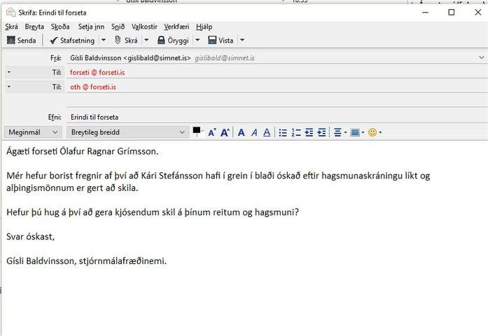 Erindi til forseta