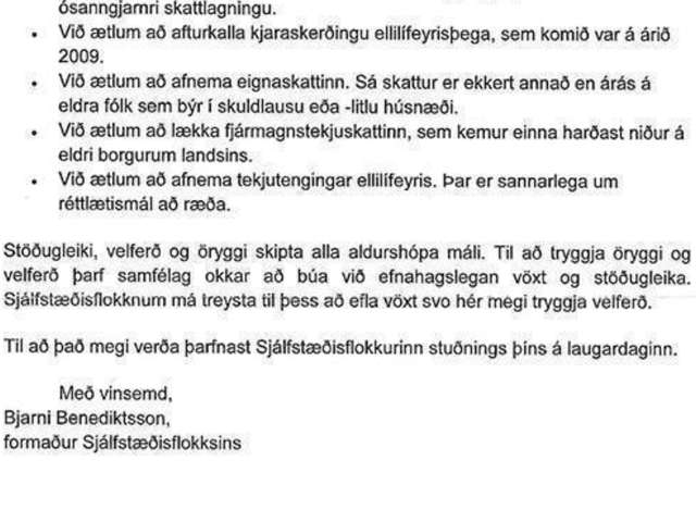 Bjarni Ben og afnám tekjutengingar ellilífeyris