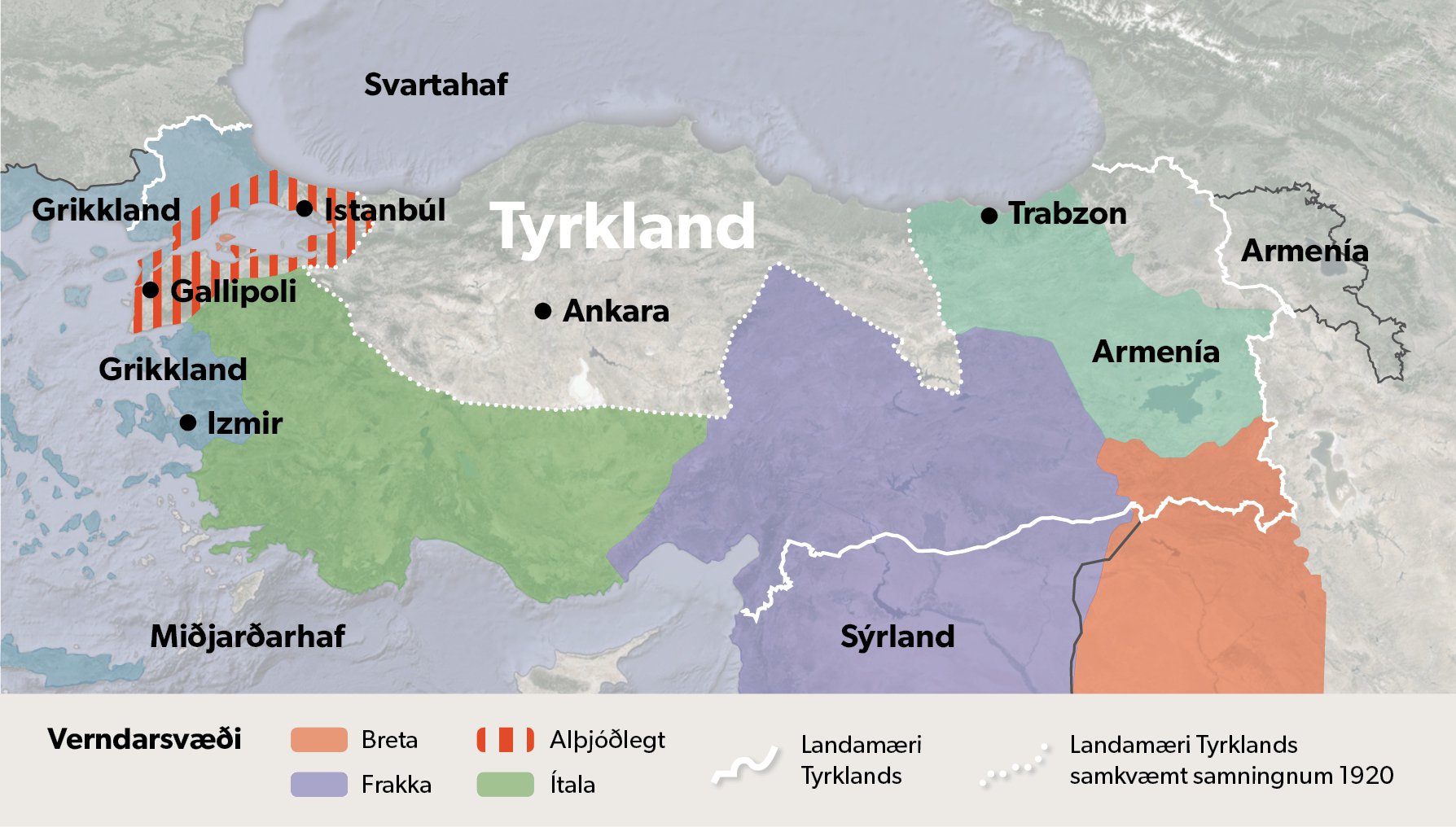 Skipting Tyrklands samkvæmt Sèvres samningnum