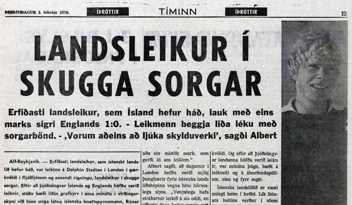 Fótbolti í skugga sorgar: Landsleikurinn við England 1970