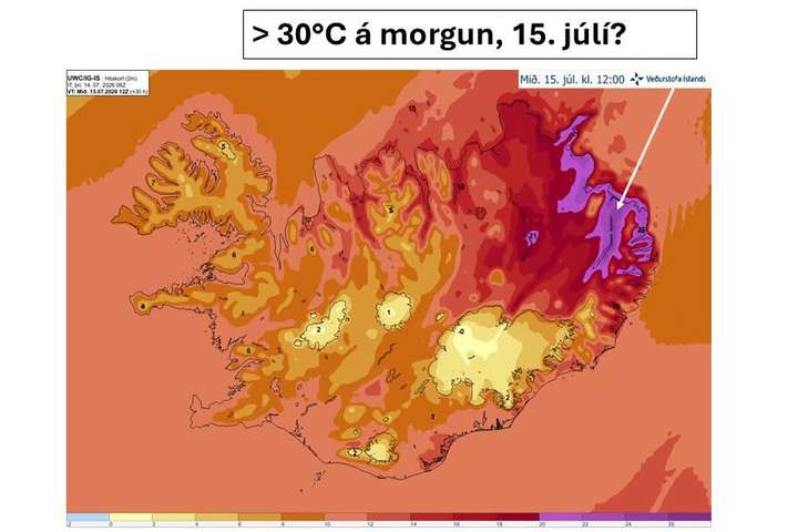 Hitamet gæti fallið á morgun
